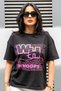 Women's Oversize Whoops Printed Lycra Crew Neck T-Shirt Set of 3 (95% Cotton) (White, Green, Black) - 6