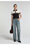 Slim Fit Polo Collar Striped Women's Brown Short Sleeve Sweater - 3