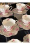6-Piece Flower-Patterned Porcelain Coffee Cup Set 90 ml Y - 7