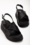 24422-1164 Black Wedge Heel Women's Sandals - 4