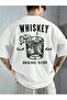 Whiskey Printed White Oversize Unisex T-Shirt Basic Comfortable Fit Daily Tshirt