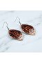 Copper Navy Blue Orange Floral Pattern Dangle Earrings - 6