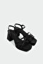 Kate Platform Women's Black Satin Evening Dress Shoes - 2