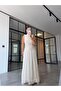 Draped Shimmering Maxi Dress Ecru - 6