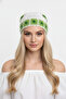 Hand Knitted White Green Floral Patterned Summer Bandana Hair and Neck Accessory - 5