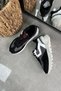 Lego detailed 100% genuine leather women's sports shoes black - 2