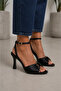 Yola Black Satin Thin Heeled Shoes - 3