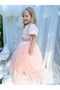 Embroidered Girls' Crop Top and Skirt Set - Salmon - 3