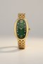 Stylish Design, Steel Bracelet, Gold Yellow, Green Women's Wristwatch - 2