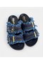 Bellamor Women's Jean Denim Detailed Buckle and Stone Casual Slippers Comfortable Anatomical Stylish Summer Slippers - 3