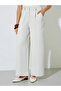 Cream Wide Leg Pants with Side Pocket - 2
