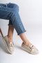 Lydia Laceless Orthopedic Comfortable Sole Heart Patterned Women's Ballerina Shoes Ckt - Cream - 3