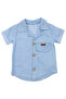 Baby Boy Hat, Blue Buttoned Pocket Shorts and Jeans 2-Piece Set - 3