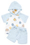 Baby Boy Blue and White Bear Printed Hooded Shorts Muslin 2-Piece Set - 2