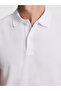White Slim Fit Cotton Blend Polo Collar T-Shirt 50328350-Vr013 - 6