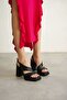 Black Women's Heeled Platform Sandals Tr12My04A - 6