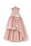 Short Front, Long Back Detachable Skirt, Half High Collar, Tulle Dress with Brooch Flower Detail, 8-12 Years Old, Special Occasion, Birthday - 5