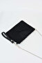 Women's Black Stone Suede Portfolio Handbag and Clutch Bag with Ankle Strap and Chain Strap - 2