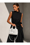 Women's Knitted Patterned Beige Hand and Shoulder Bag with Cross Strap Premium Design - 5