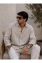 Men's Oversize 100% Linen Shirt Long Sleeve Buttoned Summer Comfortable Fit Breathable Shirt - 3