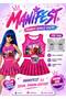 Manifest Pink Skirt Blouse Bottom Top 2-Piece Set Shorts Skirt Girls' Bottom Top Set Manifest Zoktay Blue Wig - Face Stone Set Party Concert Birthday Beach Wear - 2