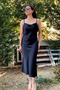 Black Satin Dress with Adjustable Straps - 2Y241001 - 3