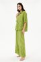 Women's Apple Green Italian 100% Linen Floral Embroidered Trousers - Linen Suit with Shirt Size 40 - 44 - 2