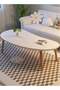 Irregular Shape Table Living Room Small Apartment Home Unique Retro Modern Wooden Coffee Table for Living Room, Office, Lounge White（80*40*42cm）