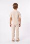 Cotton Muslin Fabric Summer Long Pants Short Sleeve Comfortable Set M00842 Beige - 3