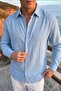 Jora Premium 100% Cotton Linen Regular Fit Blue Men's Shirt - 5
