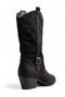 Women's Black Bellows Pointed Toe Thick Heeled Summer Western Cowboy Boots Dera - 4