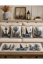Mediterranean Inspired Marine Sea Themed Anchor and Sailboat Patterned Digital Printed Set of 4 Throw Pillow Covers + Gift Table Runner - 8