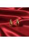 Sea Shell Figured Gold Color Stainless Steel Screw Earrings 3.5 cm - 2