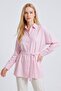 Pink Slit Detailed Belted Oversize Fit Long Shirt - 6