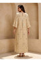 A-line Maxi Length Dress with Embroidered Design - 4