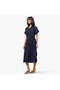 A-line Midi Linen Blend Shirt Dress with Cinched Waist - 4
