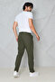 Men's Summer Linen Trousers with Fileto Pockets, Dark Green - 6
