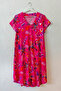 Pink V-Neck Short Sleeve Patterned Casual Viscose Woven Dress 113 64 - 2