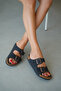 Noir Women's Slippers with Double Adjustable Buckle - Black - 2