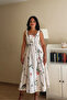 Spring Floral Piping Square Neck Dress - 8