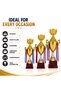 3-Piece Gold Trophy Cup Set with Medal Holder & Ribbons – 33 cm, 39 cm & 43 cm – Championship Award Trophies for Sports, Schools & Corporate Events - 5