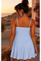 Women's Baby Blue Gathered Front Mini Dress Be398 - 2
