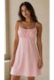 Women's Dusty Pink Color Drawstring Strap Mini Soft Elastane Dress - 2