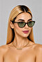 Cat Buckle Model New Season Light Frame Uv Protected Women's Sunglasses Leopard Frame Green Glass - 4