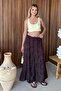 Women's Elastic Waist Patterned Long Skirt Brown - 26Y 5038 - 3