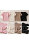 4-12 Years Old Ribbed Stone Detailed Shoulder Flounce Sleeves Laced Summer Short Sleeve Girls' T-Shirt&Blouse - 3