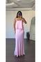 Women's Lace Detailed Draped Strap Blouse Pencil Skirt Set Pink