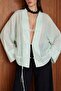 Mint Green Oversize Shirt with Binding Detail 5098