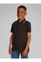 Boys Black Short Sleeve Solid Polos - 3