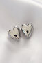 Brass Silver Color Minimal Curved Heart Earrings
